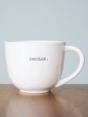 Vintage Magenta Coffee Mug INDULGE Early Rae Dunn Dimpled Lrg Cappuccino Cup HTF
